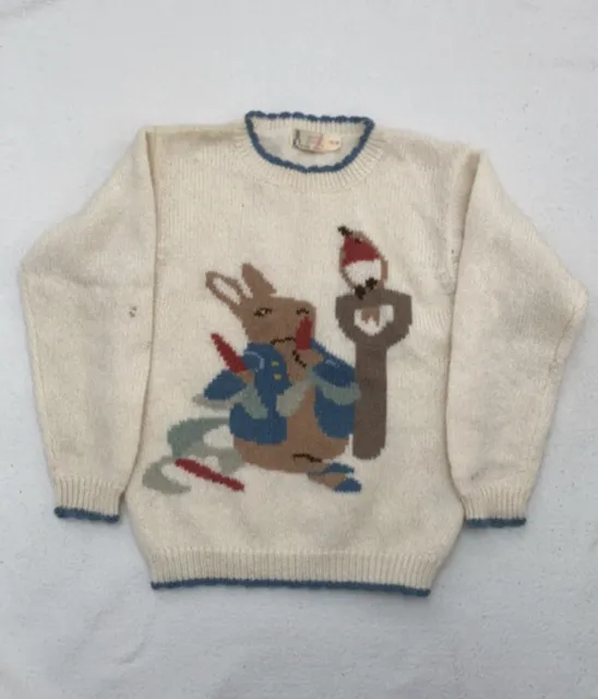 Maglione lavorato a maglia in lana pura nuova originale età 7-8 primavera pasquale