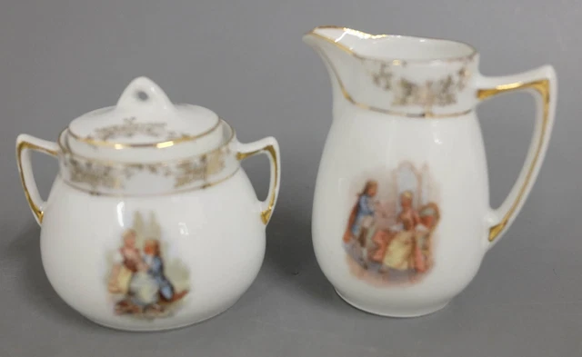 Altes kleines Milchkännchen + Zuckerdose Barock Figuren Goldornamente