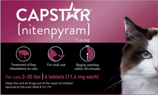 Capstar for Cats  nitenpyram 11.4mg 6 tablets for cats 2-25 Lbs. 2