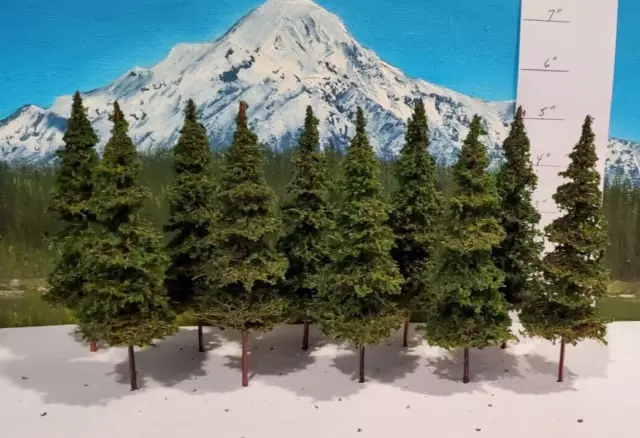 MOOSE CREEK TREES - Fir / Pine Trees (5" x 10 Trees) Model Trains HO N Z Scale