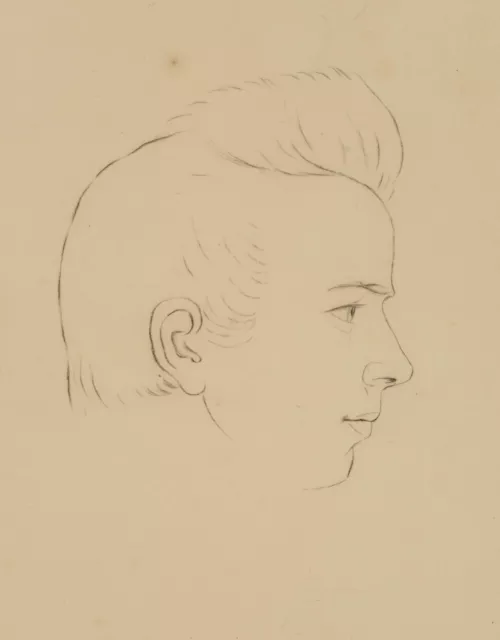 Porträt eines jungen Dandy im Profil, um 1850, Bleistift Unbekannt (19.Jhd)