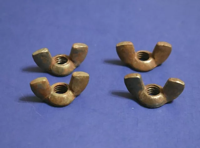 4 Vintage Steel Wing Nuts 3/8"-16 UNC Coarse Thread