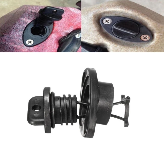 Black Boat Drain Screw Bung + Socket 18mm Transom Captive Plug Chandlery Kit