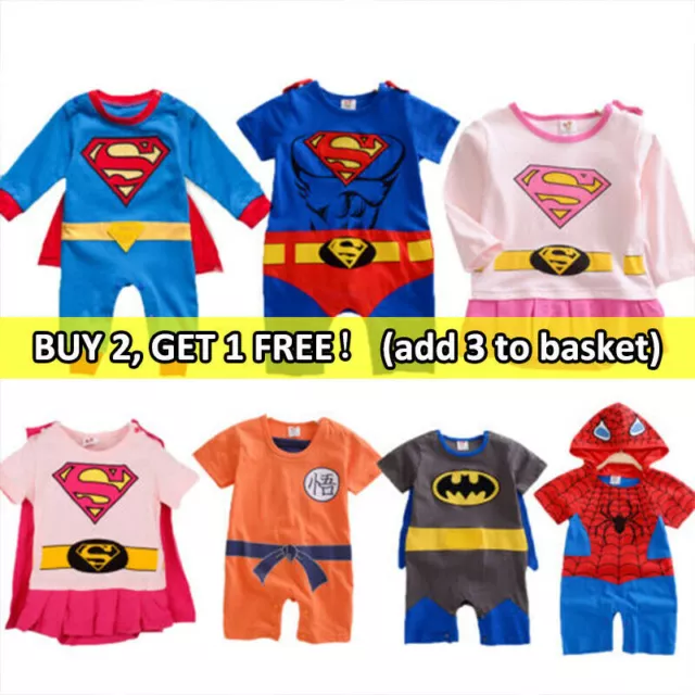 Kids Baby Girl Boy Superhero Cartoon Jumpsuits Costumes Cosplay Playsuit Outfits