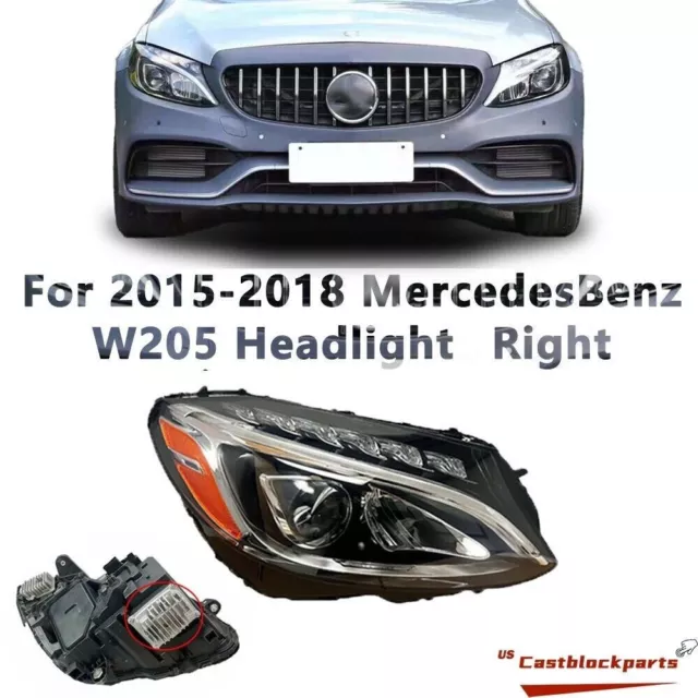 For 15-18 Mercedes Benz C300 W205 C-Class Right Passenger LED Headlight Assembly