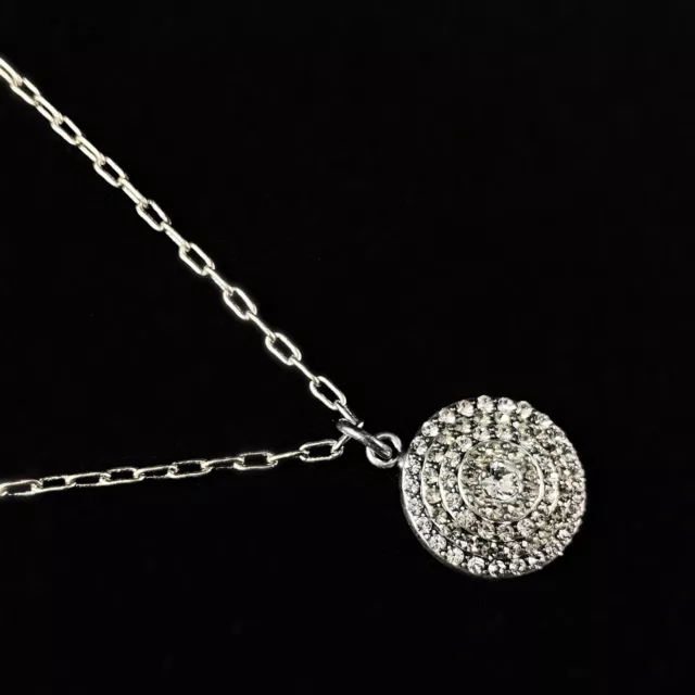 Silver Circle Swarovski Pendant Necklace La Vie Parisienne by Catherine Popesco