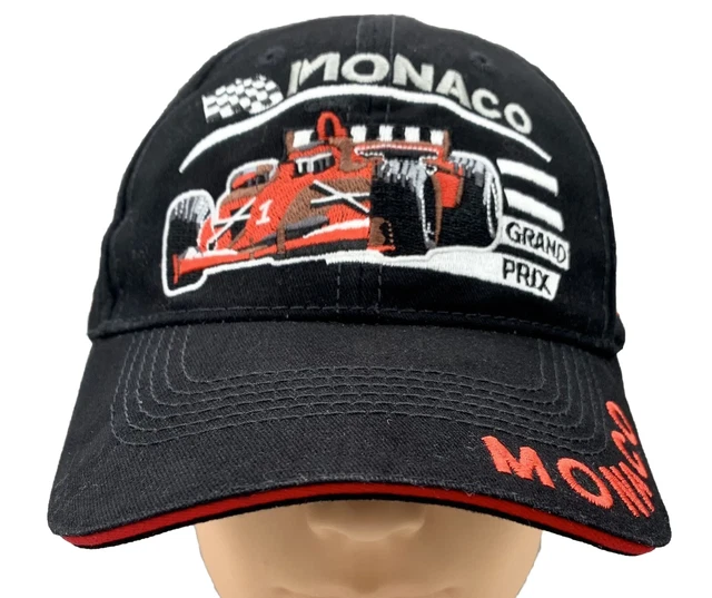 GRAND PRIX MONACO #1 Flame Baseball Hat Cap Black Red Trimmed Brim Adjustable