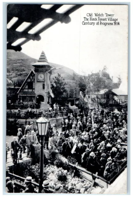 1934 Old Watch Tower Black Forest Village Chicago Illinois IL Unposted Postcard