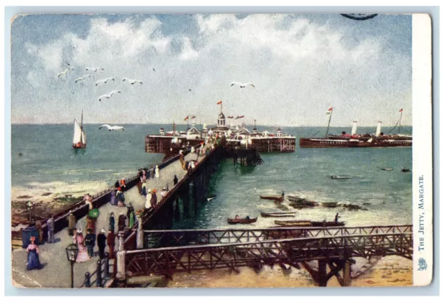 c1905 The Jetty Margate Kent England Oilette Tuck Art Antique Postcard