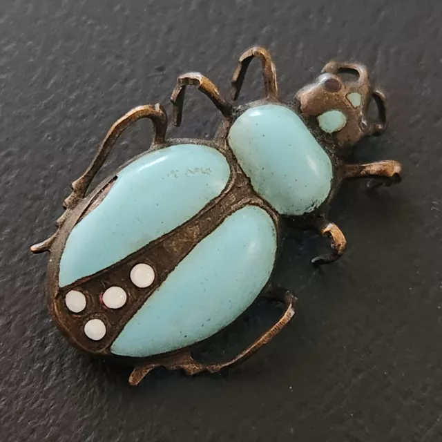 Antique Victorian Art Nouveau Brooch Pin But Insect Turquoise Tone 206