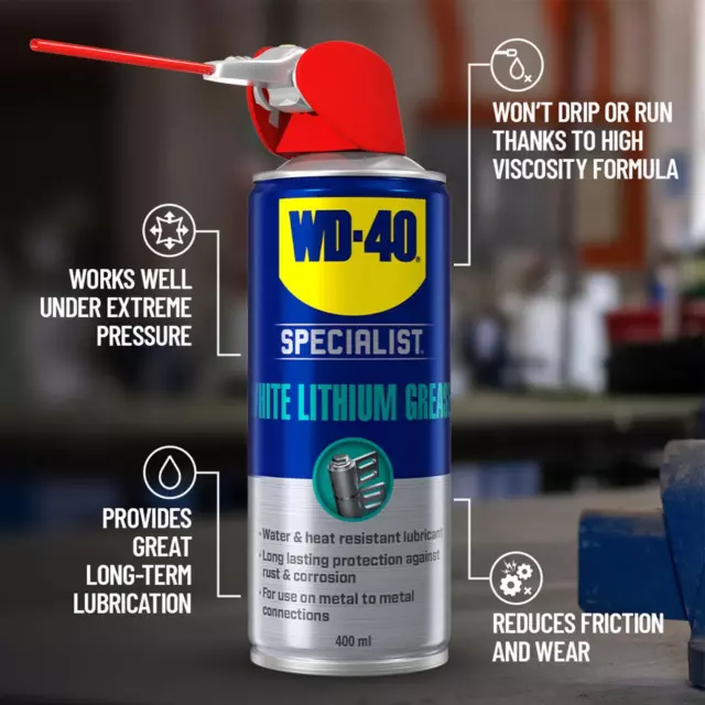 WD-40 Specialist White Lithium Grease Triple Pack 400ml - All-Weather Protection 2