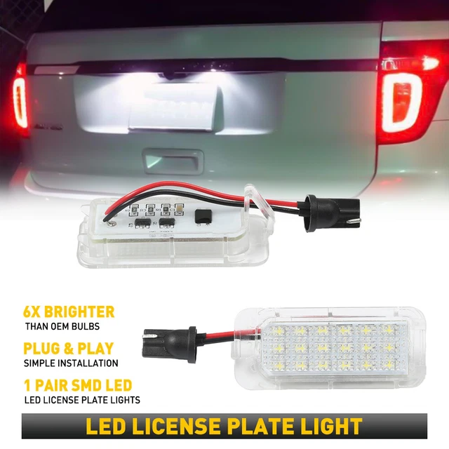 Ampoules LED Pour Plaque D'immatriculation Ford Fiesta, Focus, Mondeo - Blanc Xenon 6000K - Sans Erreur ECU - Lot De 2