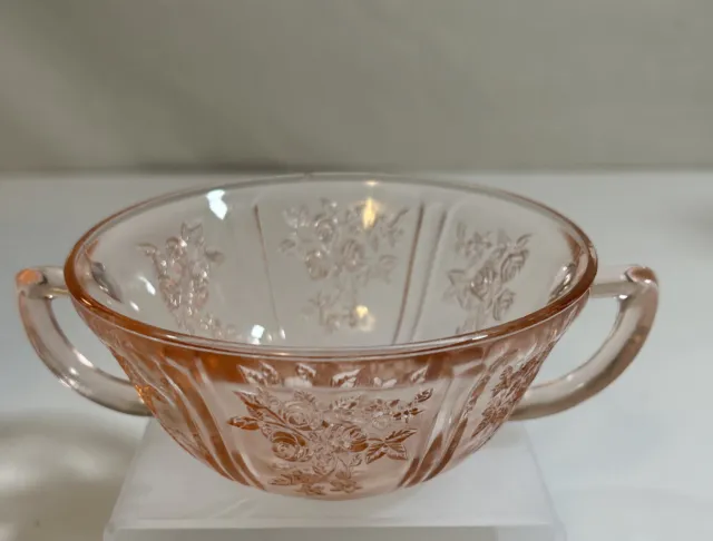 Vtg FEDERAL GLASS -Sharon Pink-Cream Soup Bowl. Depression Glass.