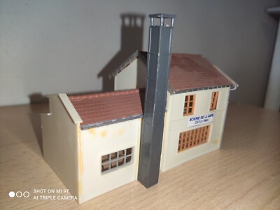 Jouef Station service maquette montée ho faller sur socle bois pour votre décor train 