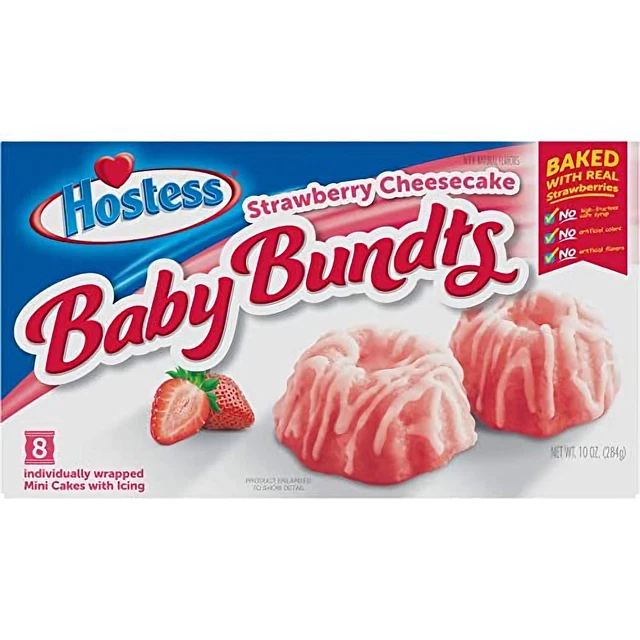 Strawberry Cheesecake Baby Bundts by Hostess | 10 Ounce | Box of 8 | Pack of 3 (