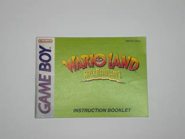 Wario Land Super Mario Land 3 for Nintendo Game Boy Manual Booklet Only