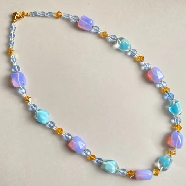 Vintage Necklace Lavender Glass Czech Beads Women`s Jewelry Art Deco