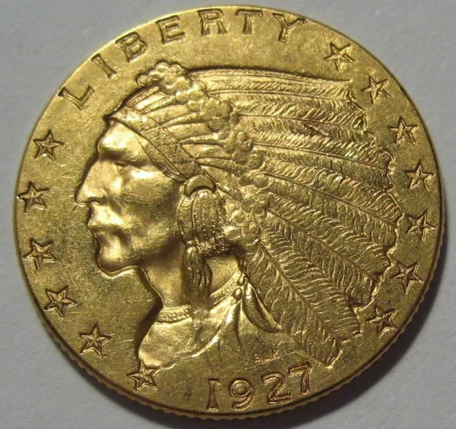 = 1927 AU/BU $2.50 Indian Gold Piece, FREE Shipping