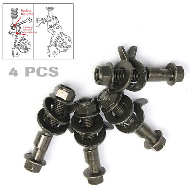 US 4×Steel Car Four Wheel Tire Alignment Adjustable Camber Bolts 10.9 Intensity