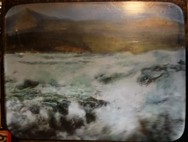 Original Antique Magic Lantern Slide "Cellilo Falls" by Asahel Curtis c. 1910