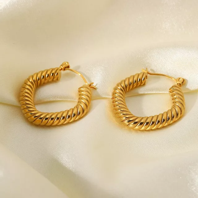 18ct Gold-Plated Twisted Square Hoop Earrings