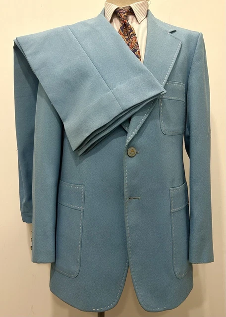 Tuta inferiore a campana svasata uomo anni '60 '70 blu brillante JcPenney discoteca 42 grande