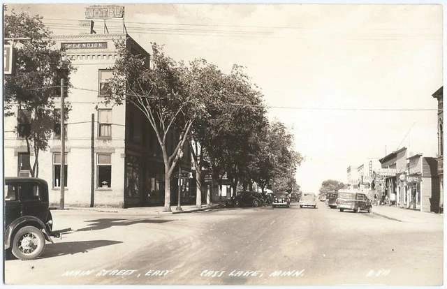 RPPC Cass Lake MN Main St Endion Hotel Advertising Linen Truck 1930s C39