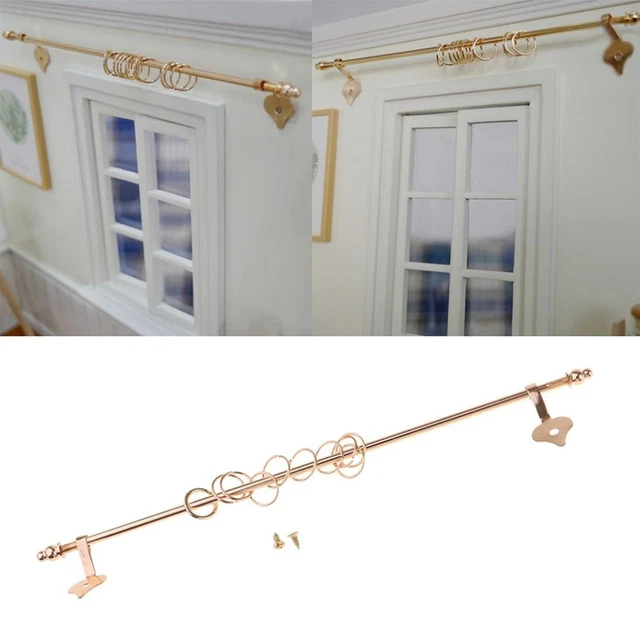 Mini Hardware Miniature Curtain Rod With Screws Rings Dollhouse Curtain Pole