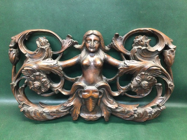 Antique Large Hand Carved Beautiful Maiden Figural Architectural Salvage