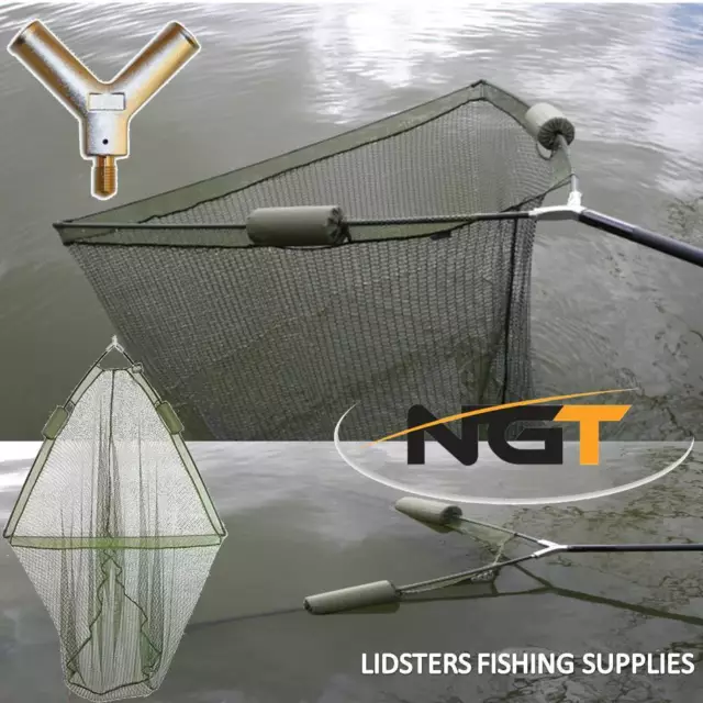 42 INCH LARGE CARP FISHING LANDING NET NGT DUAL NET FLOATS + STINK BAG NEW  5060382741637