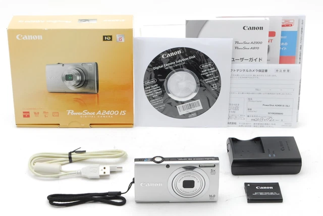 [NEAR MINT in Box] Canon Powershot A2400 IS Silver Digital Camera 16MP JAPAN