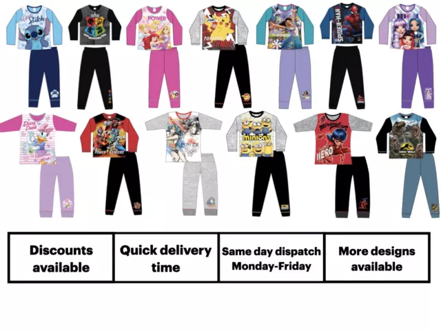 Official Character Pyjamas Pajamas Pjs Girls Boys Kids Childrens 5 6 7 8 10 12