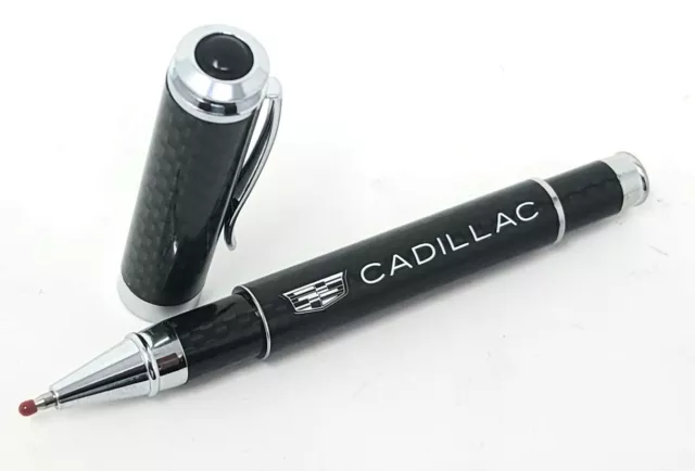 Cadillac Black / White Logo with  Carbon Fiber Ballpoint Pen - NEW-GREAT GIFT!!