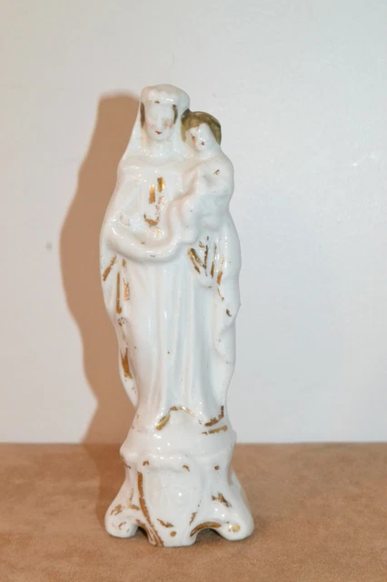 BELLE STATUE De LA VIERGE En PORCELAINE De PARIS XIXe Visage Main Pied Chair Imgx1200 9763