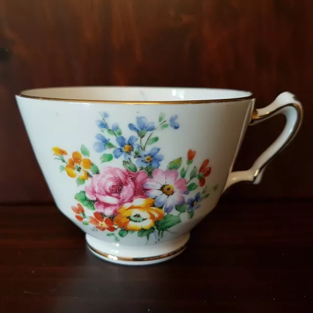 Crown Staffordshire Teacup Tea Cup Fine Bone China Multi-colored Flowers Floral