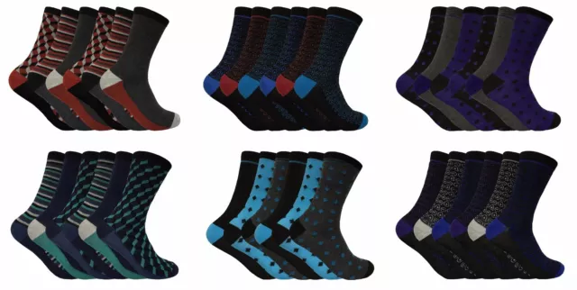 Homme 6 paires de chaussettes en coton fantaisie coloré respirant avec motifs