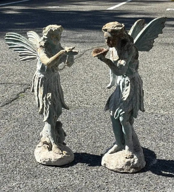 Statues. Pair Of Faries Cast Iron, Large In Size. We ship worldwide.