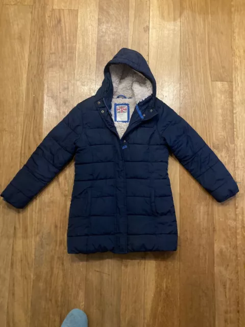 Mini Boden girls warm padded lined navy blue hooded winter coat age 11-12 years