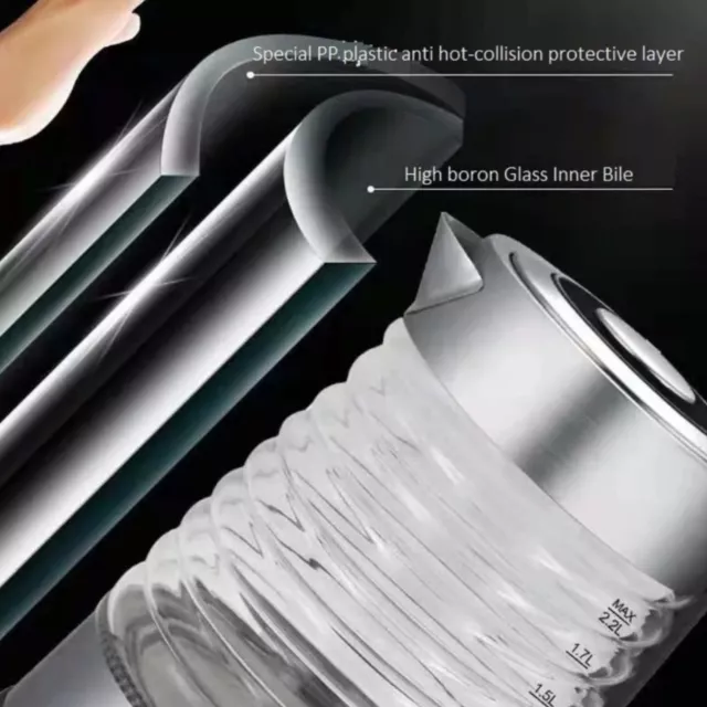 Sokany 2,2 l Wasserkocher Glas Edelstahl stehlen schnell kochend LED 2000 Watt SK-1027 3