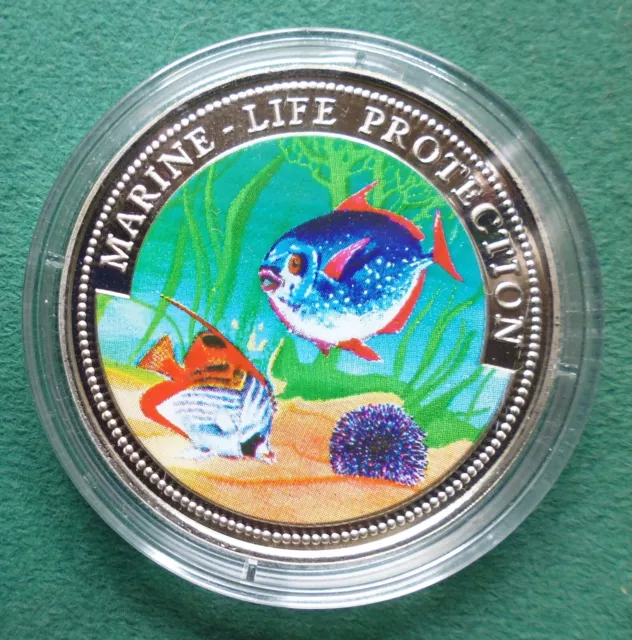 Ghana - 10 Sika - Farbmünze - Fische - Marine Life Protection - 1997