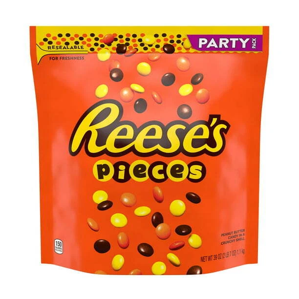 Reese's PIECES Peanut Butter Candy, Gluten Free, 39 oz, Resealable Bulk Party
