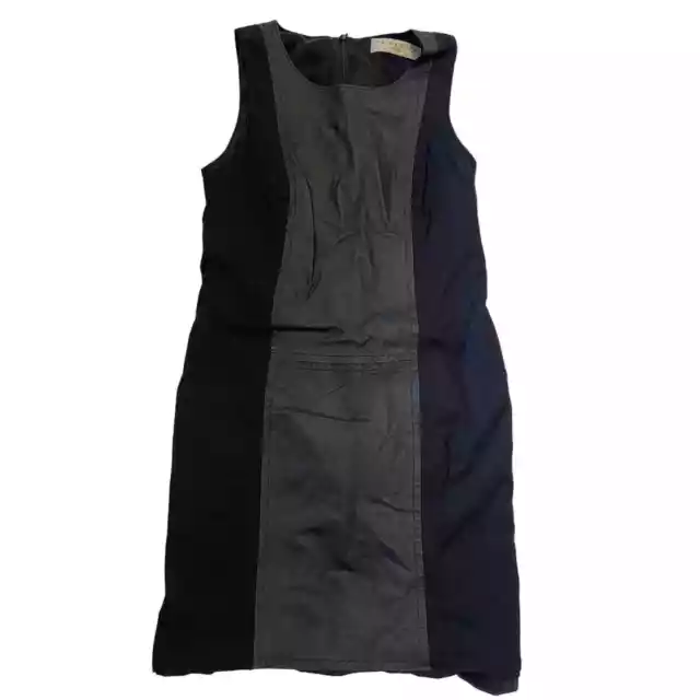 Trina Turk Black Leather Sheath Shift Dress Sleeveless Women's Medium 6-8