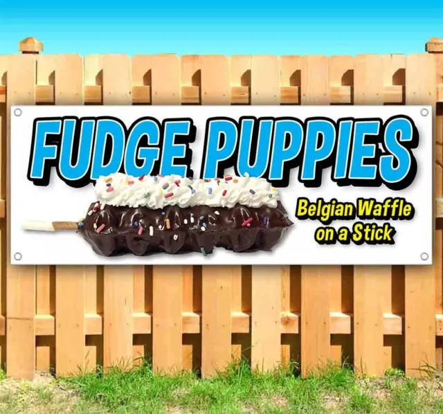 FUDGE PUPPIES Advertising Vinyl Banner Flag Sign Many Sizes WAFFLE TREATS FOOD