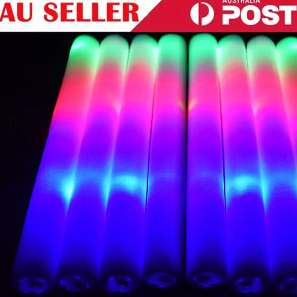 50-300PCS LED Glow Sticks Light Up Flashing Foam Stick for Concert Wedding Party