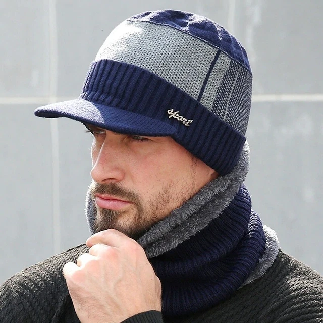 Gorro Para Hombre Gorros De Invierno Hombres Para El Frio Con Bufanda Punto 2021