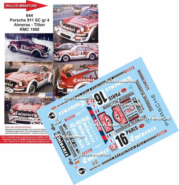 Planche De Décalcomanies 1/43 Porsche 911 Thérier Rallye Monte-Carlo 1981 - Bleu, Pour Maquette, Ref 2647