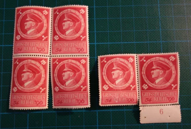 6 x ADOLF HITLER GEBURTSTAG / GROSSDEUTSCHES REICH / BRIEFMARKEN