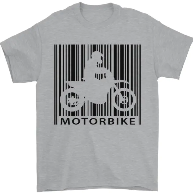 T-shirt da uomo moto codice a barre biker moto 100% cotone