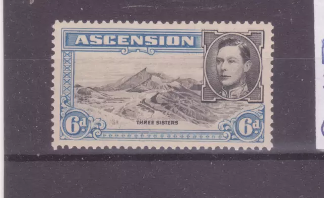 Ascension George VI 1938 6d PERF 13.5 Black & Blue SG43, VF MNH