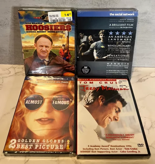 Drama Movie DVD SEALED Lot (4) Hoosiers, Almost Famous, Jerry Maguire + More